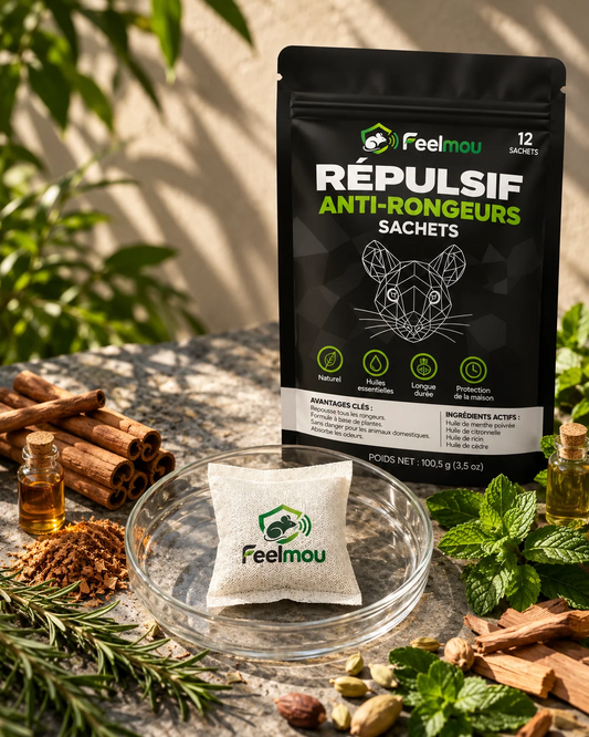 Répulsif naturel contre les rongeurs, paquet et sachet